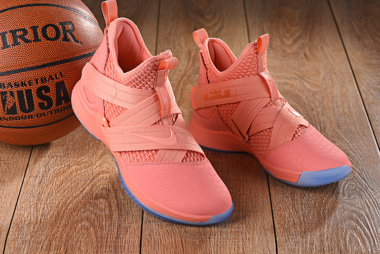 Men Nike LeBron Soldier 12 Pink Gum Sole - Click Image to Close